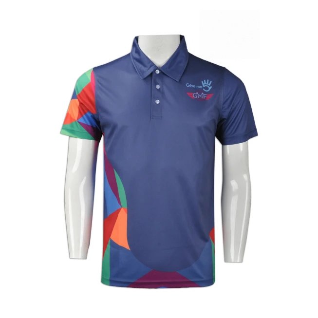 藍色幾何彩色Polo衫